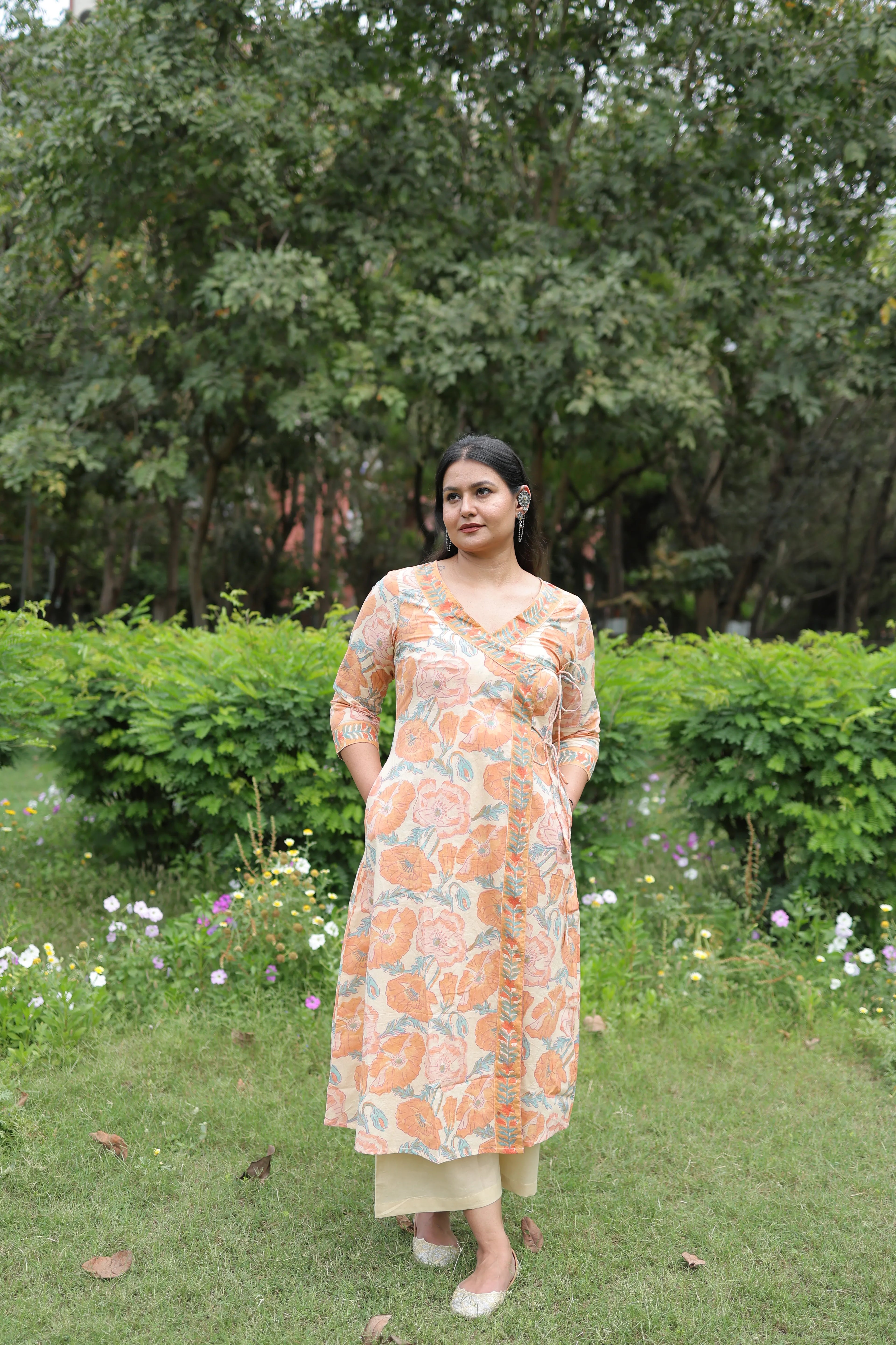 Peach Meadow Angrakha Wrap Kurta