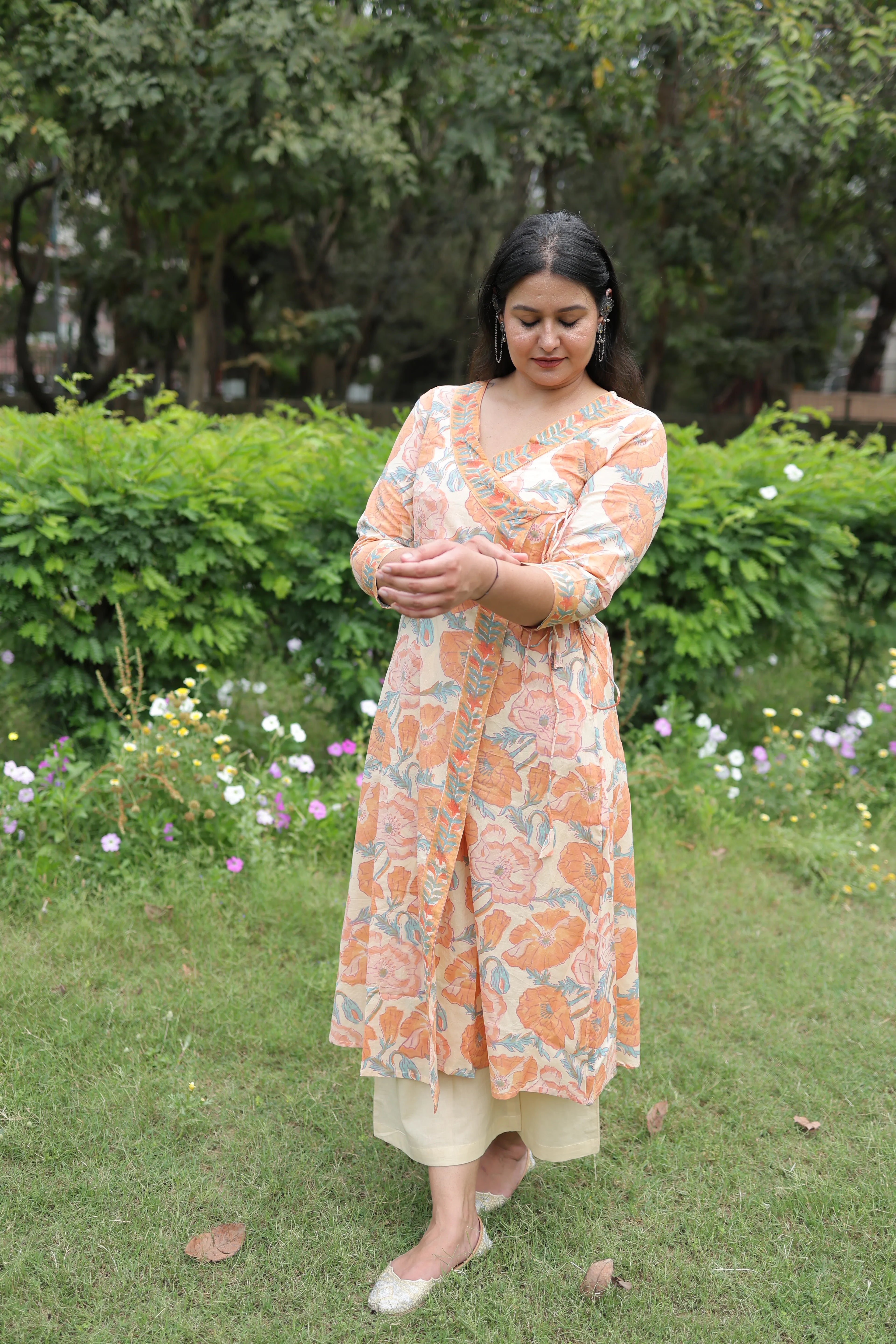 Peach Meadow Angrakha Wrap Kurta
