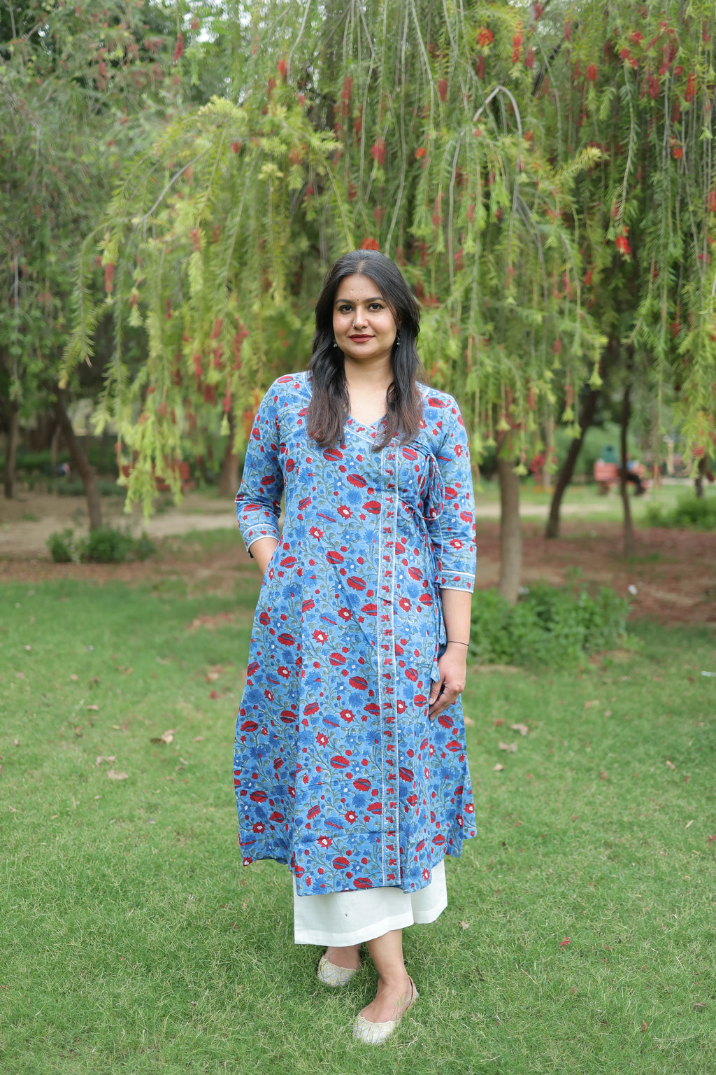 Indigo Blossom Angrakha Wrap Kurta