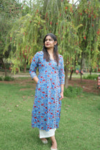 Indigo Blossom Angrakha Wrap Kurta