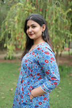 Indigo Blossom Angrakha Wrap Kurta