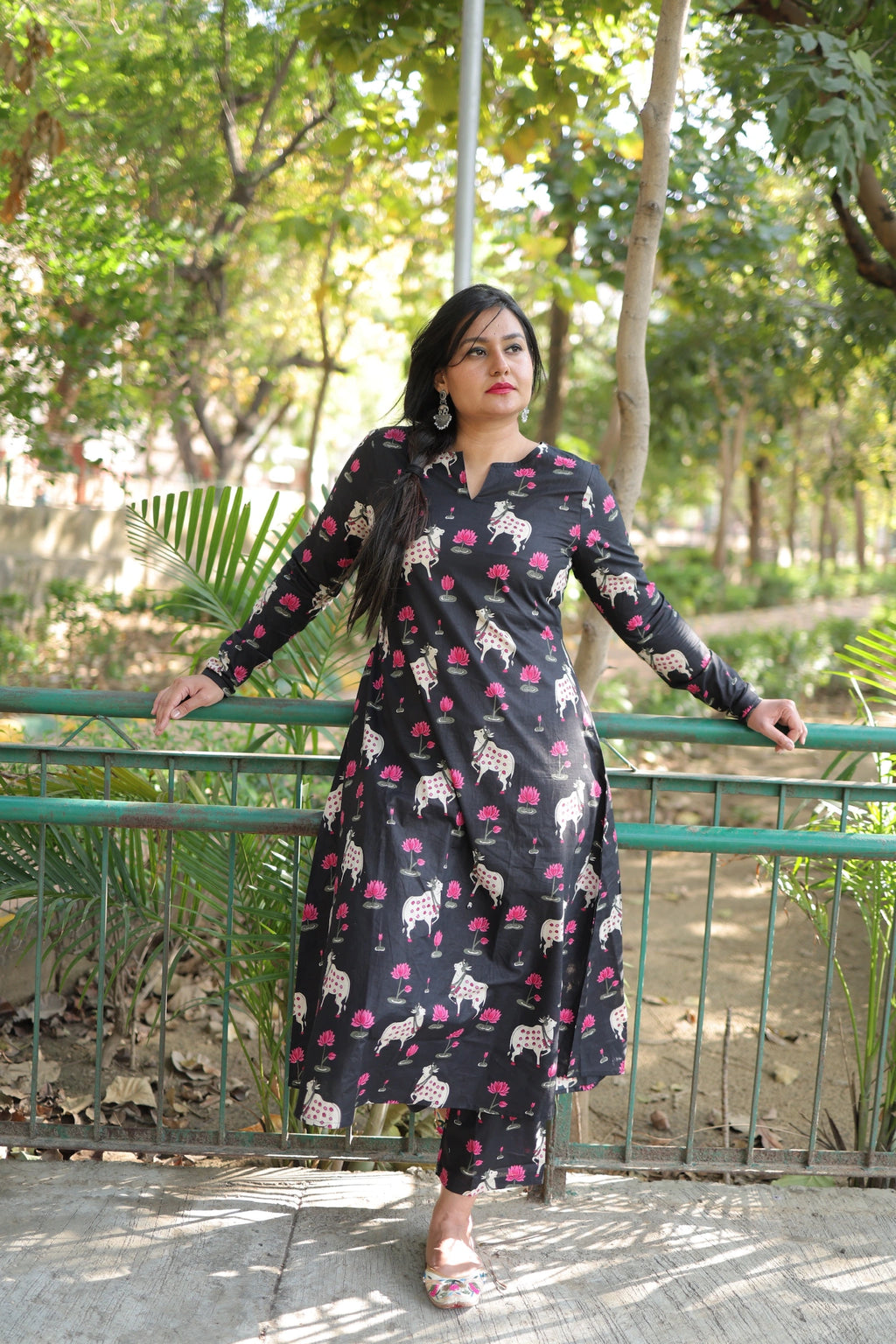 Midnight lotus kurta set