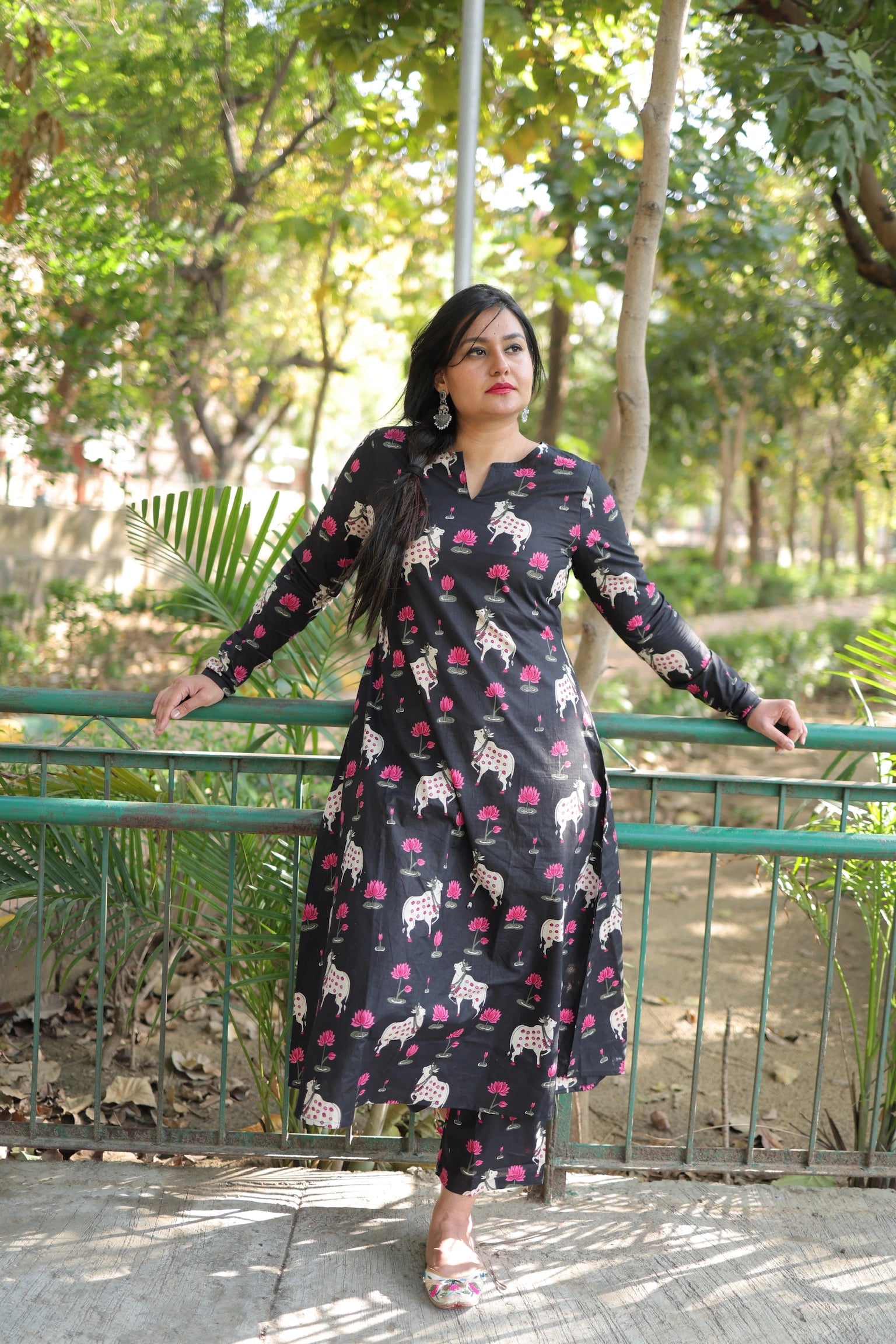 Midnight lotus kurta set