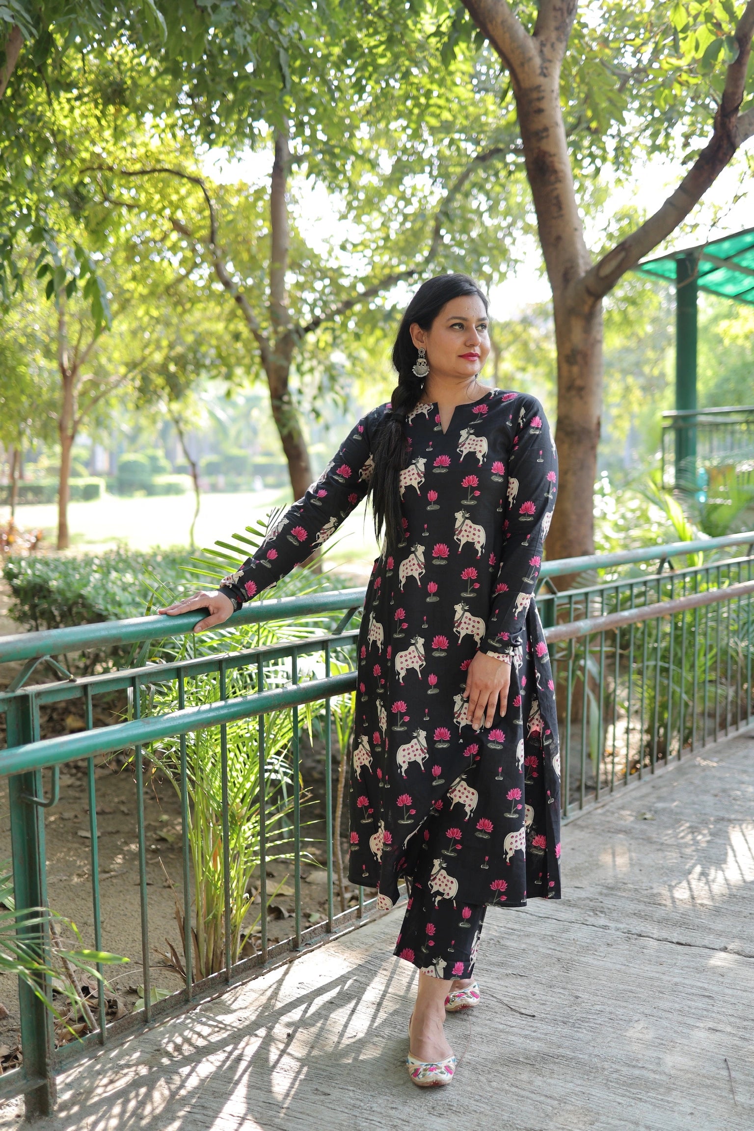 Midnight lotus kurta set